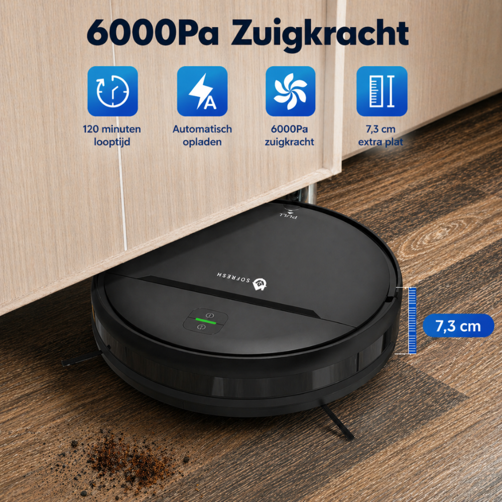 Robotstofzuiger pro - 6000Pa zuigkracht
